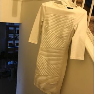 White House Black Market 3/4 Sleeve White Dress